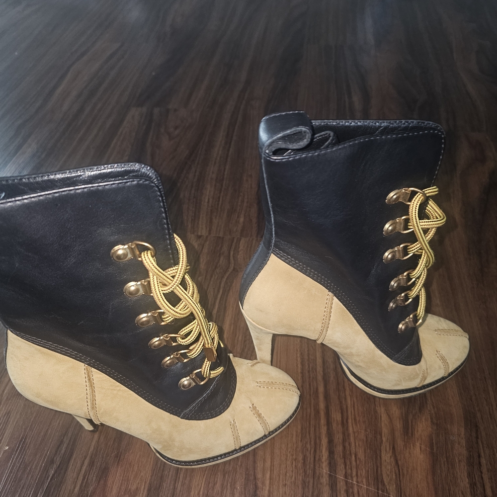 Moschino Black and Tan Ankle Booties. Mochino For H&M **Never Worn**